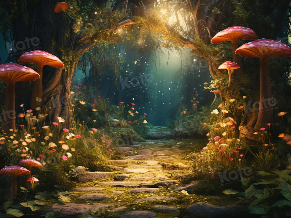 Kate Fantasy Firefly Mushroom Forest Backdrop for Photography - Image 8