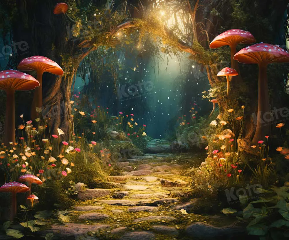Kate Fantasy Firefly Mushroom Forest Backdrop for Photography - Image 9