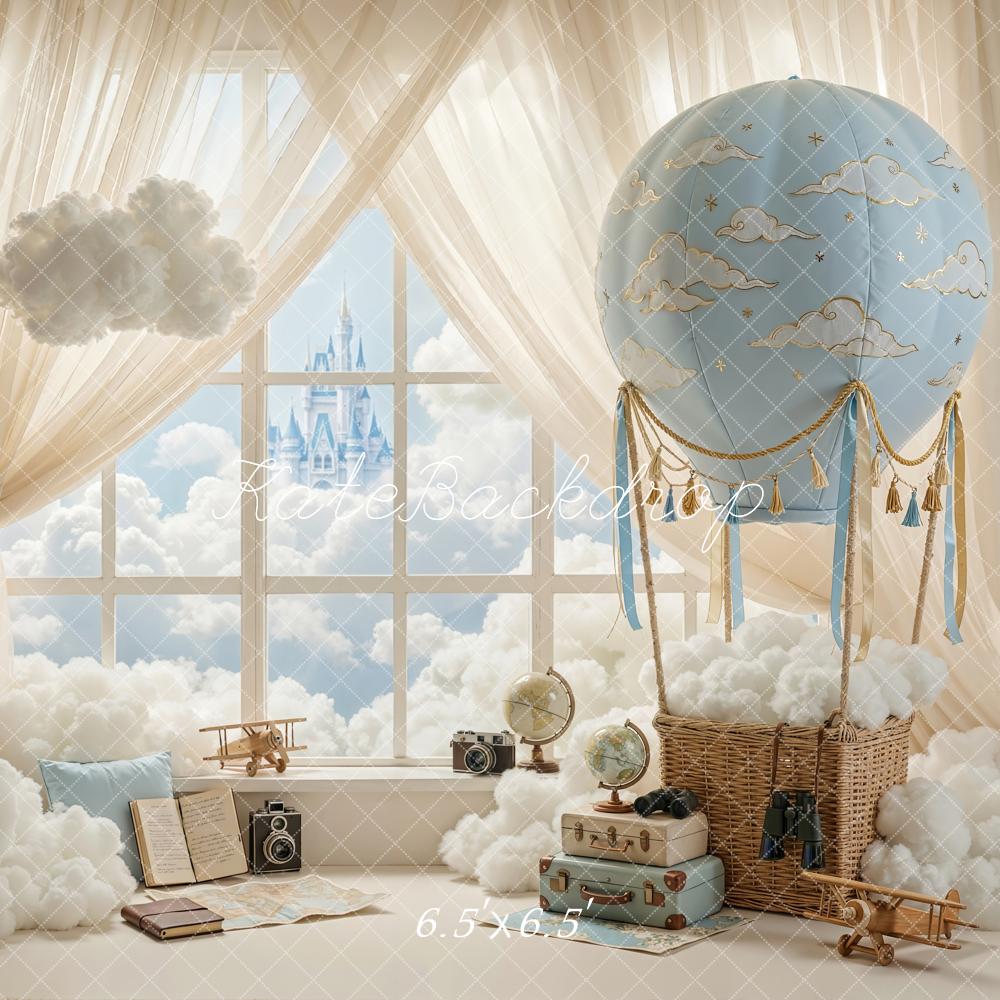 Kate Fantasy Hot Air Balloon Cloud Window Backdrop Designed by Chain Photography - Image 2