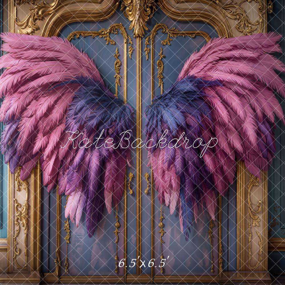 Kate Fantasy Pink Angel Wings Vintage Door Backdrop Designed by Emetselch - Image 2