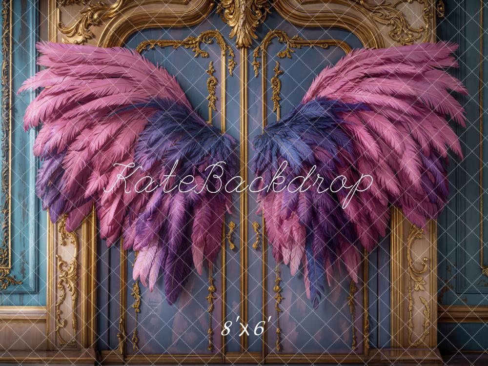 Kate Fantasy Pink Angel Wings Vintage Door Backdrop Designed by Emetselch - Image 3