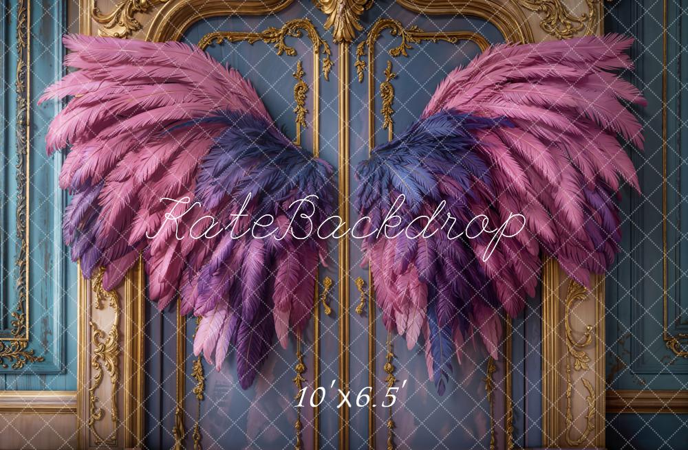 Kate Fantasy Pink Angel Wings Vintage Door Backdrop Designed by Emetselch - Image 4