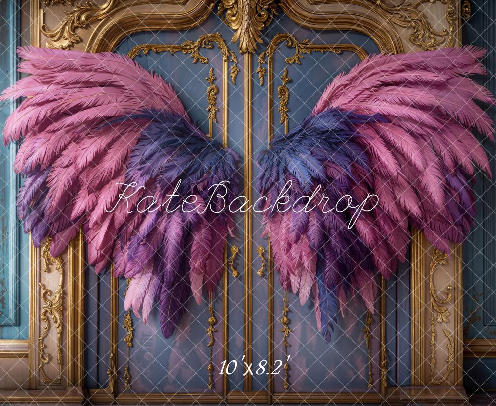 Kate Fantasy Pink Angel Wings Vintage Door Backdrop Designed by Emetselch - Image 5