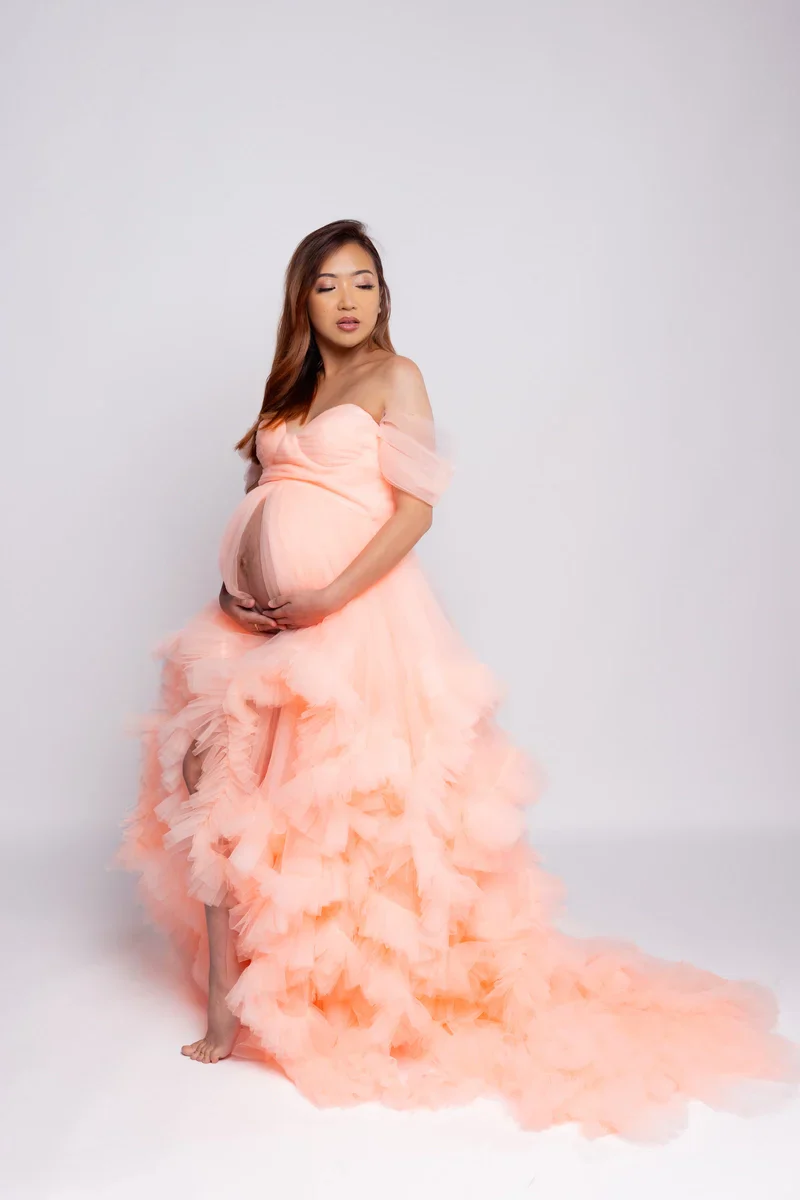 Kate Fantasy Pink Lace Maternity Photoshoot Dress - Image 3