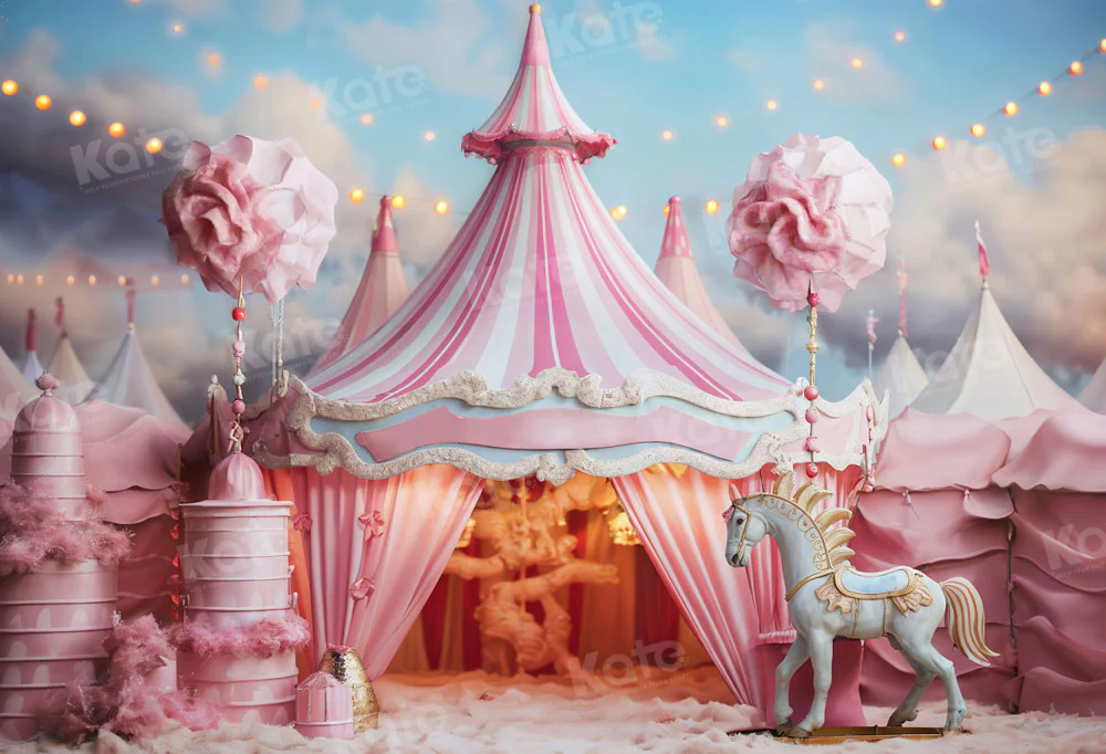 Kate Fantasy Pink Unicorn Circus Backdrop for Photography - Image 2