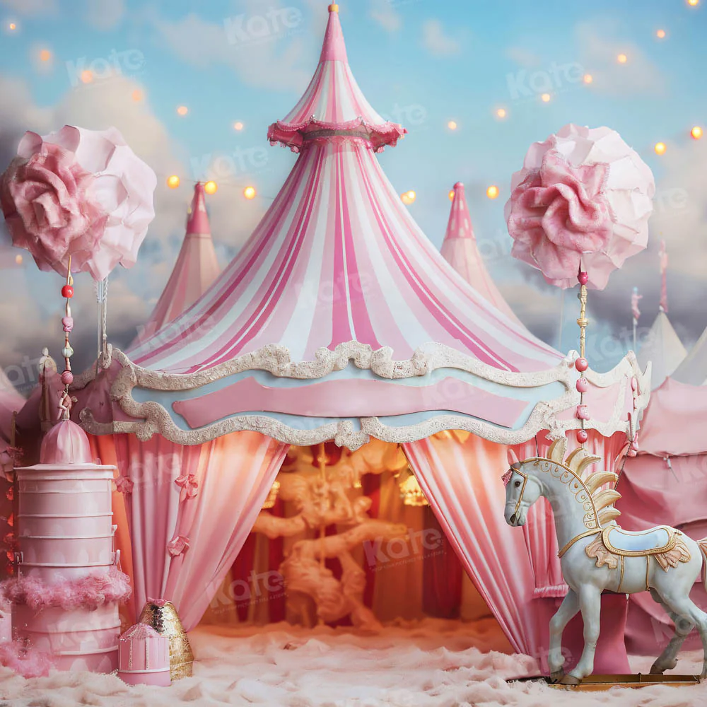 Kate Fantasy Pink Unicorn Circus Backdrop for Photography - Image 4