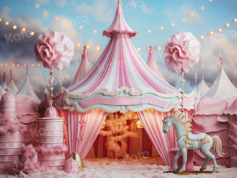 Kate Fantasy Pink Unicorn Circus Backdrop for Photography - Image 5