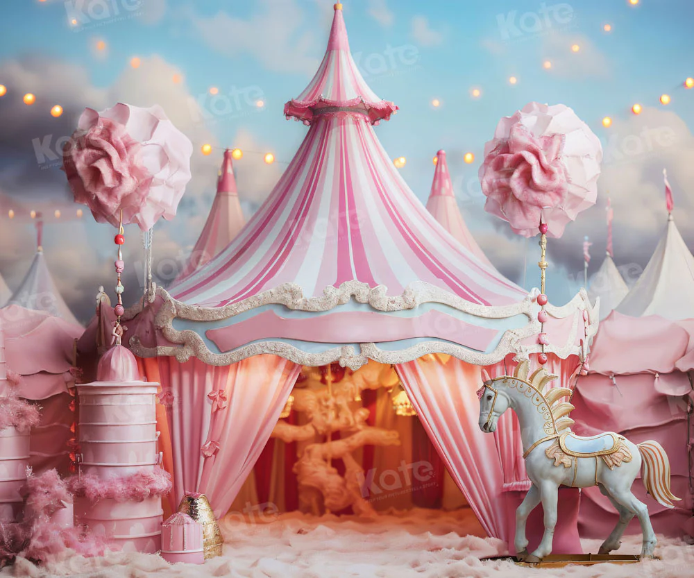 Kate Fantasy Pink Unicorn Circus Backdrop for Photography - Image 6