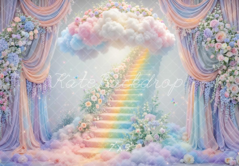 Kate Fantasy Rainbow Staircase Cloud Backdrop Designed by Mini MakeBelieve