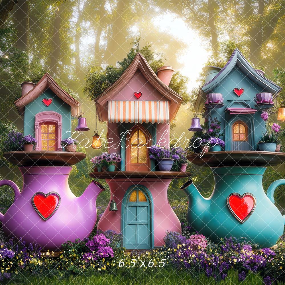 Kate Fantasy Teapot Houses Forest Backdrop Designed by Mini MakeBelieve - Image 2
