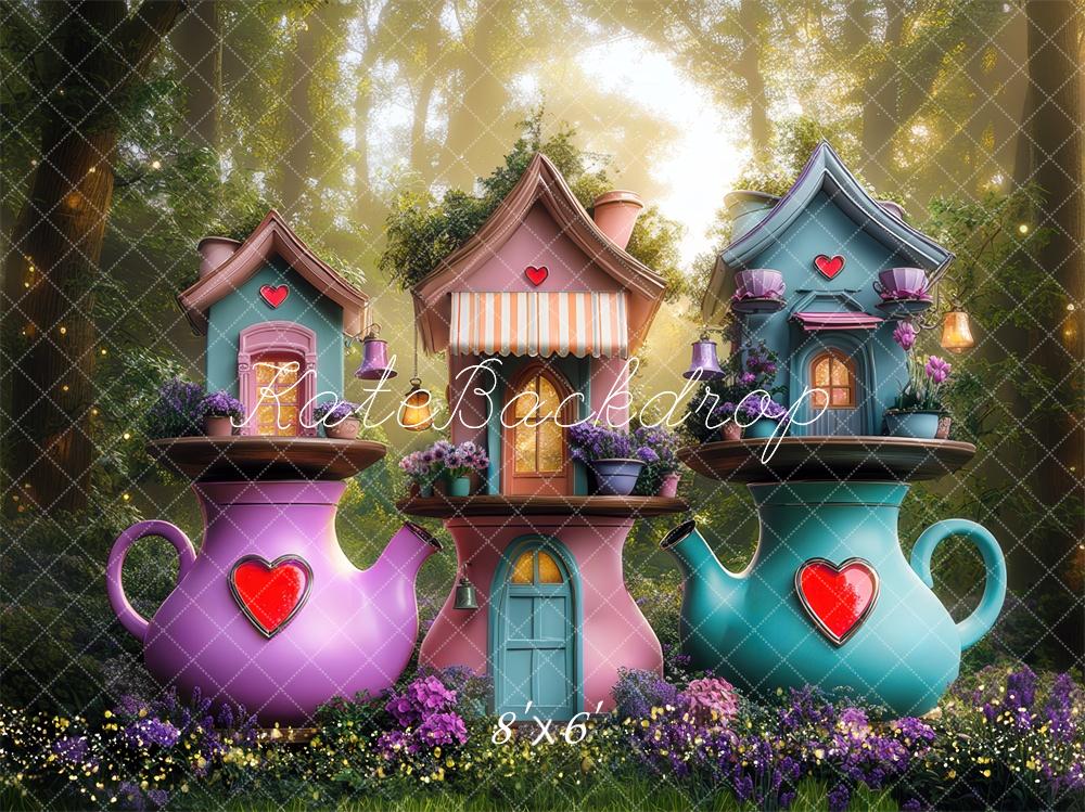 Kate Fantasy Teapot Houses Forest Backdrop Designed by Mini MakeBelieve - Image 3