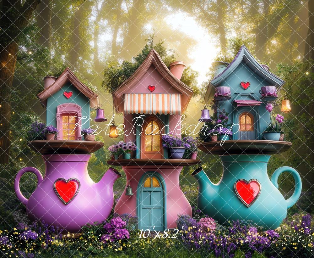 Kate Fantasy Teapot Houses Forest Backdrop Designed by Mini MakeBelieve - Image 5