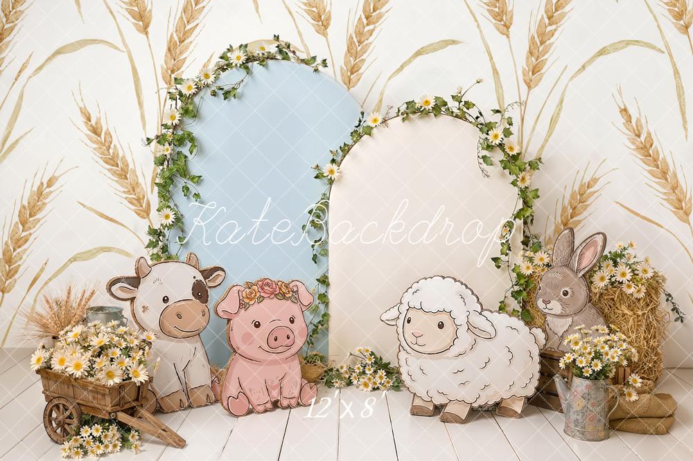 Kate Farm Animals Wheat Daisy Fleece Backdrop Designed by Emetselch - Image 4