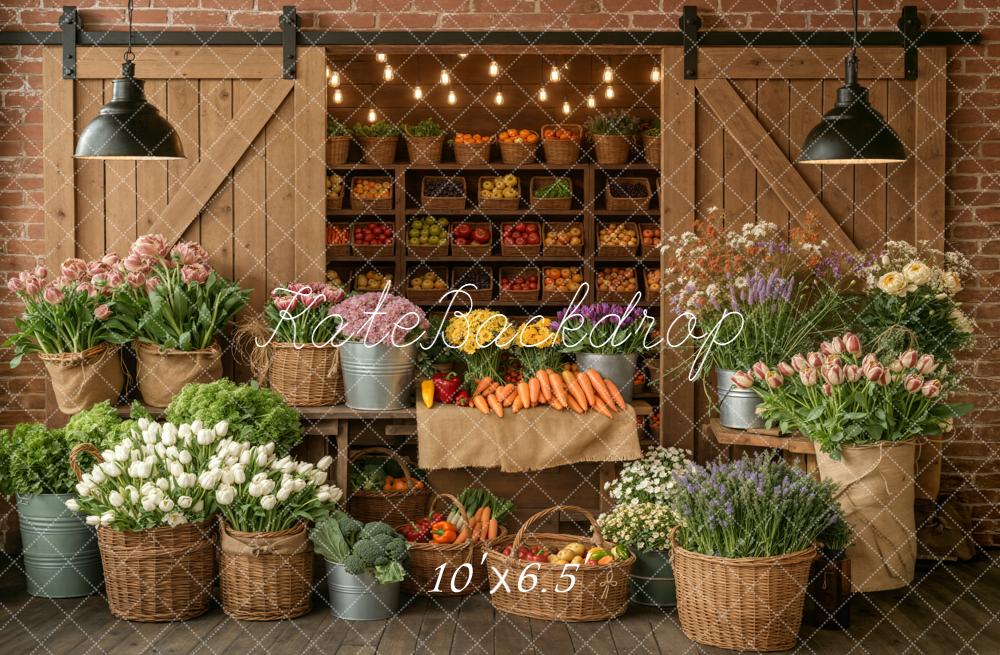 Kate Farm Shop Vegetables Baskets Fleece Backdrop Designed by Emstselch - Image 2