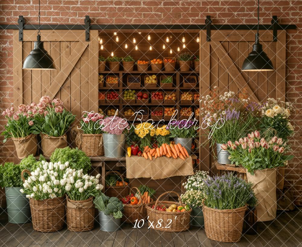 Kate Farm Shop Vegetables Baskets Fleece Backdrop Designed by Emstselch - Image 3
