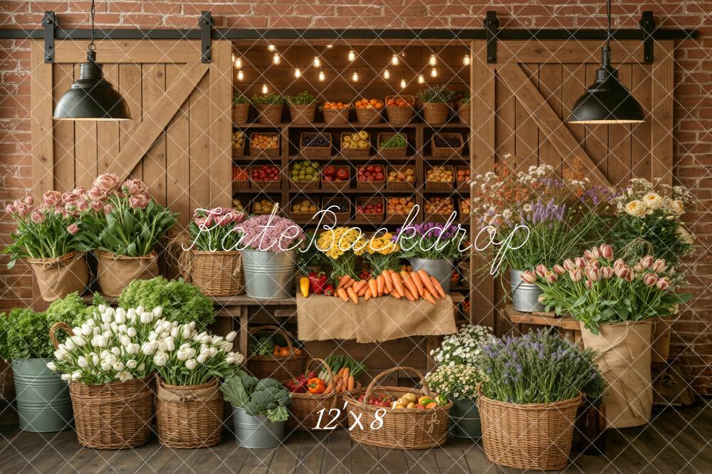 Kate Farm Shop Vegetables Baskets Fleece Backdrop Designed by Emstselch - Image 4