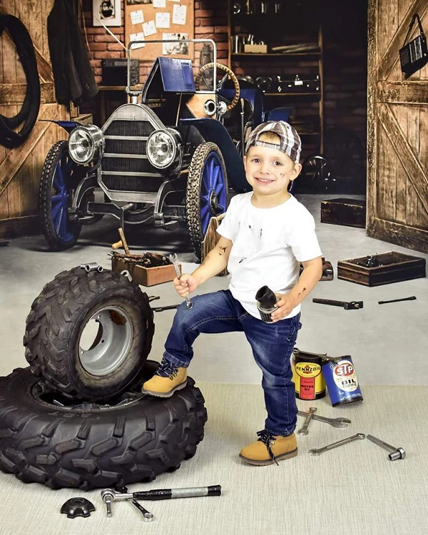 Kate Father's Day Garage Car Workshop Backdrop for Boy Photography - Image 9