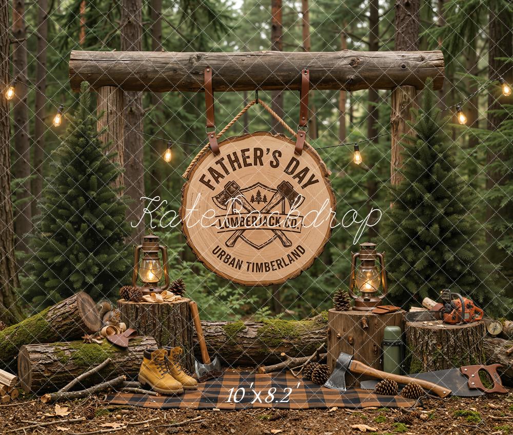 Kate Father's Day Lumberjack Forest Decor Fleece Backdrop Designed by Emetselch - Image 3