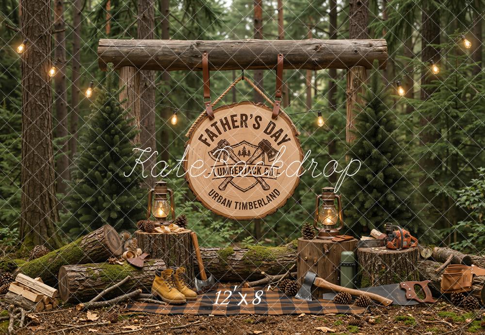 Kate Father's Day Lumberjack Forest Decor Fleece Backdrop Designed by Emetselch - Image 4