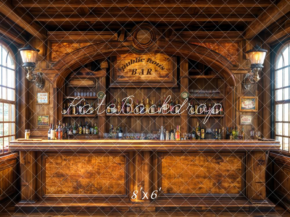 Kate Father's Day Vintage Bar Interior Wood Backdrop Designed by Emetselch - Image 3