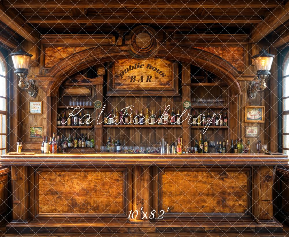 Kate Father's Day Vintage Bar Interior Wood Backdrop Designed by Emetselch - Image 5