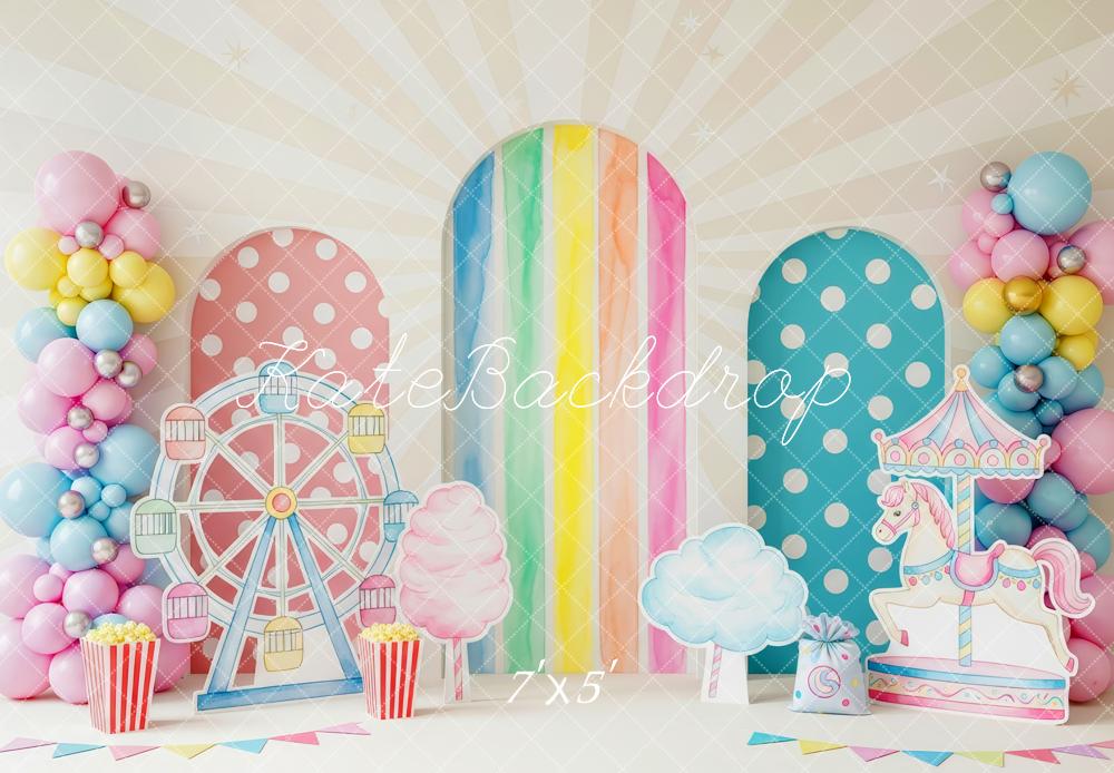 Kate Ferris Wheel Carousel Balloons Pastel Backdrop Designed by Patty Robert - Image 2
