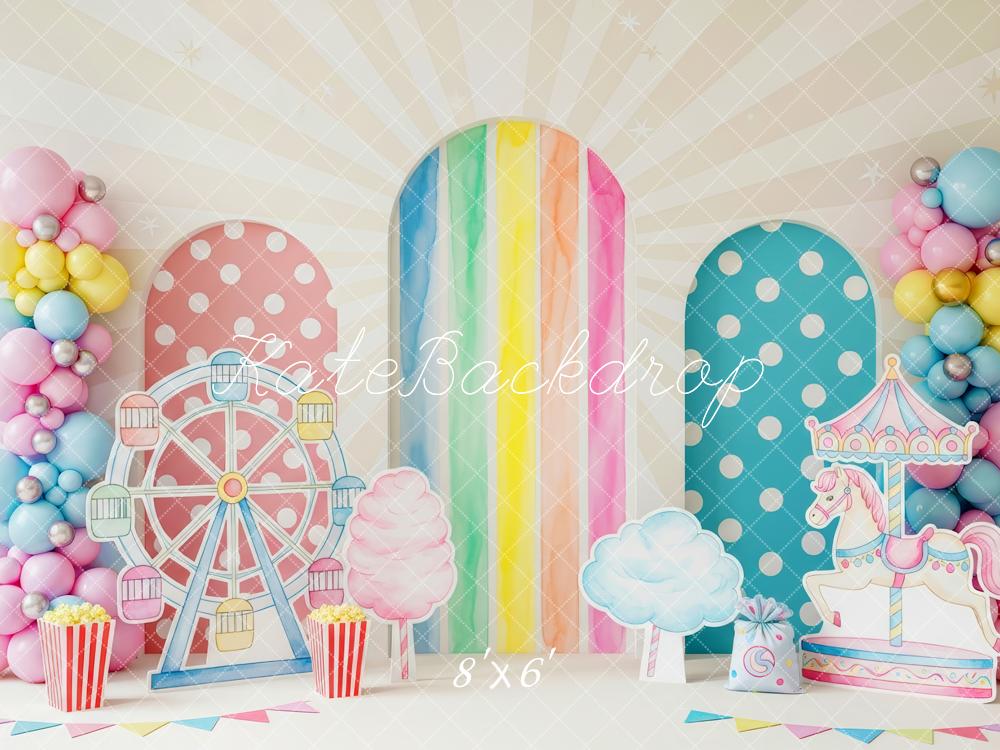 Kate Ferris Wheel Carousel Balloons Pastel Backdrop Designed by Patty Robert - Image 6
