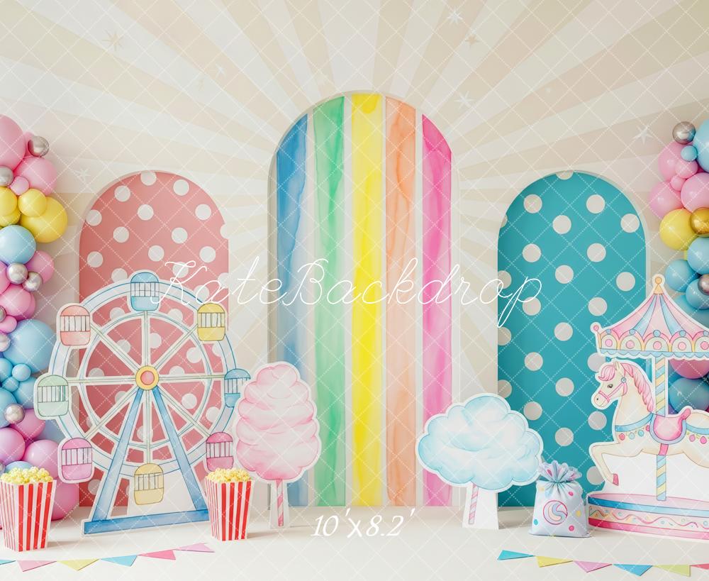Kate Ferris Wheel Carousel Balloons Pastel Backdrop Designed by Patty Robert - Image 9