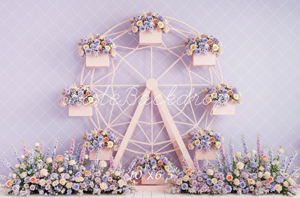 Kate Ferris Wheel Floral Pastel Backdrop Designed by Patty Robert - Image 4