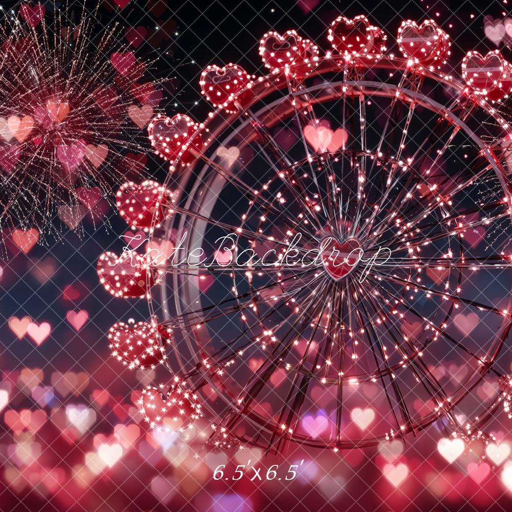 Kate Ferris Wheel Heart Fireworks Pink Backdrop Designed by Emetselch - Image 2