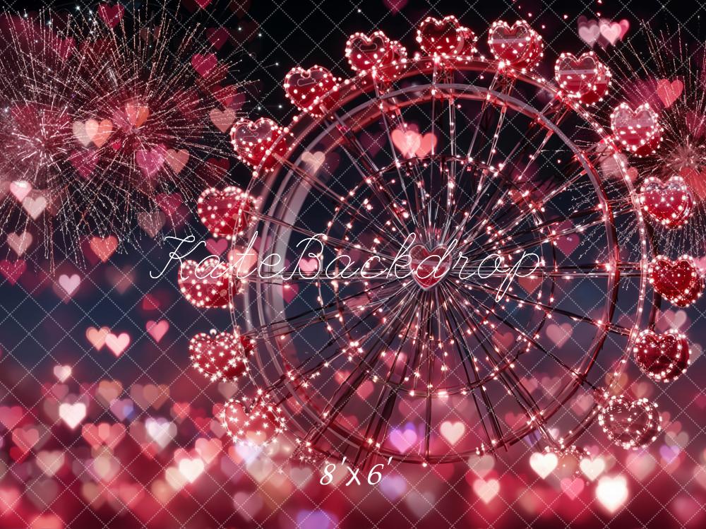 Kate Ferris Wheel Heart Fireworks Pink Backdrop Designed by Emetselch - Image 3