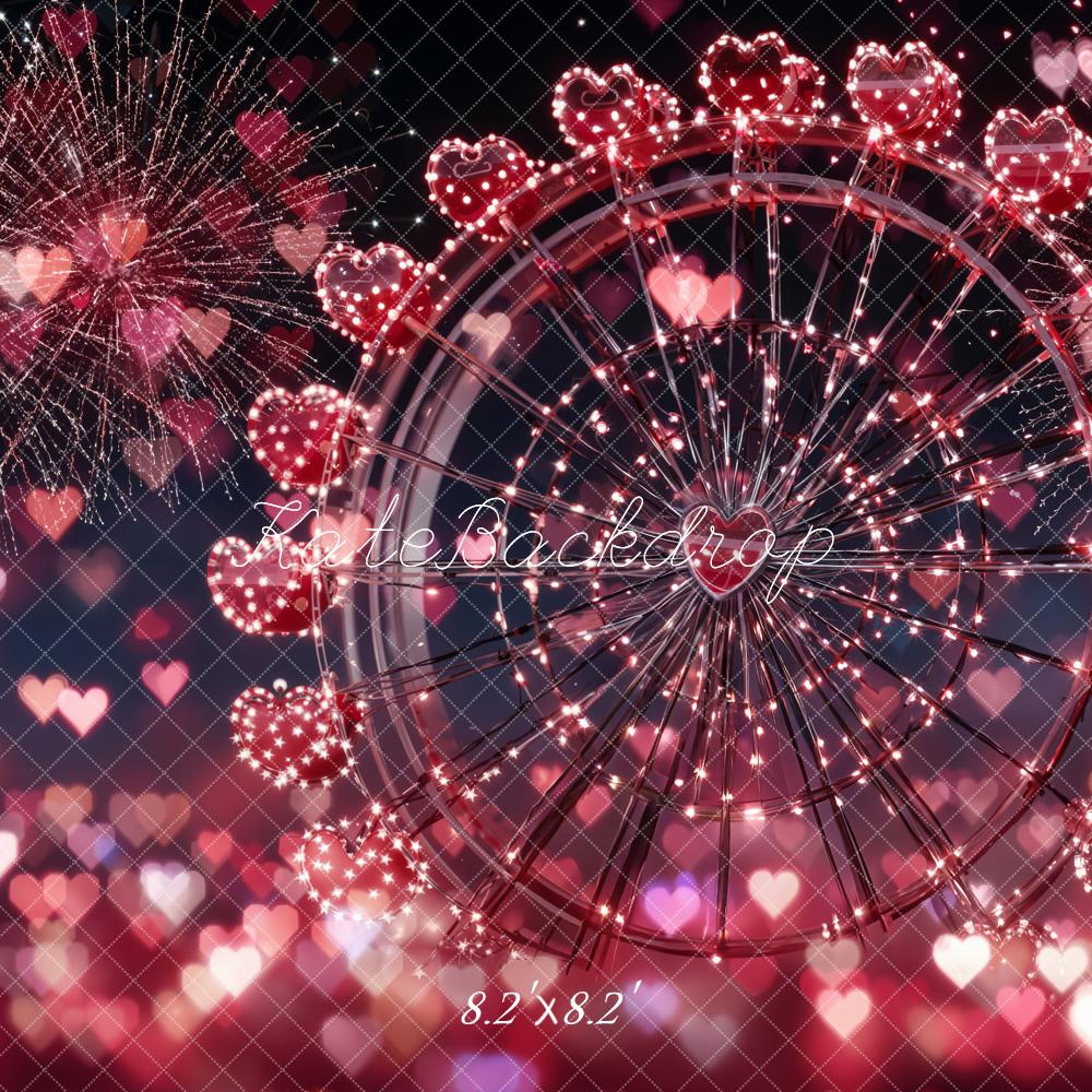 Kate Ferris Wheel Heart Fireworks Pink Backdrop Designed by Emetselch - Image 5