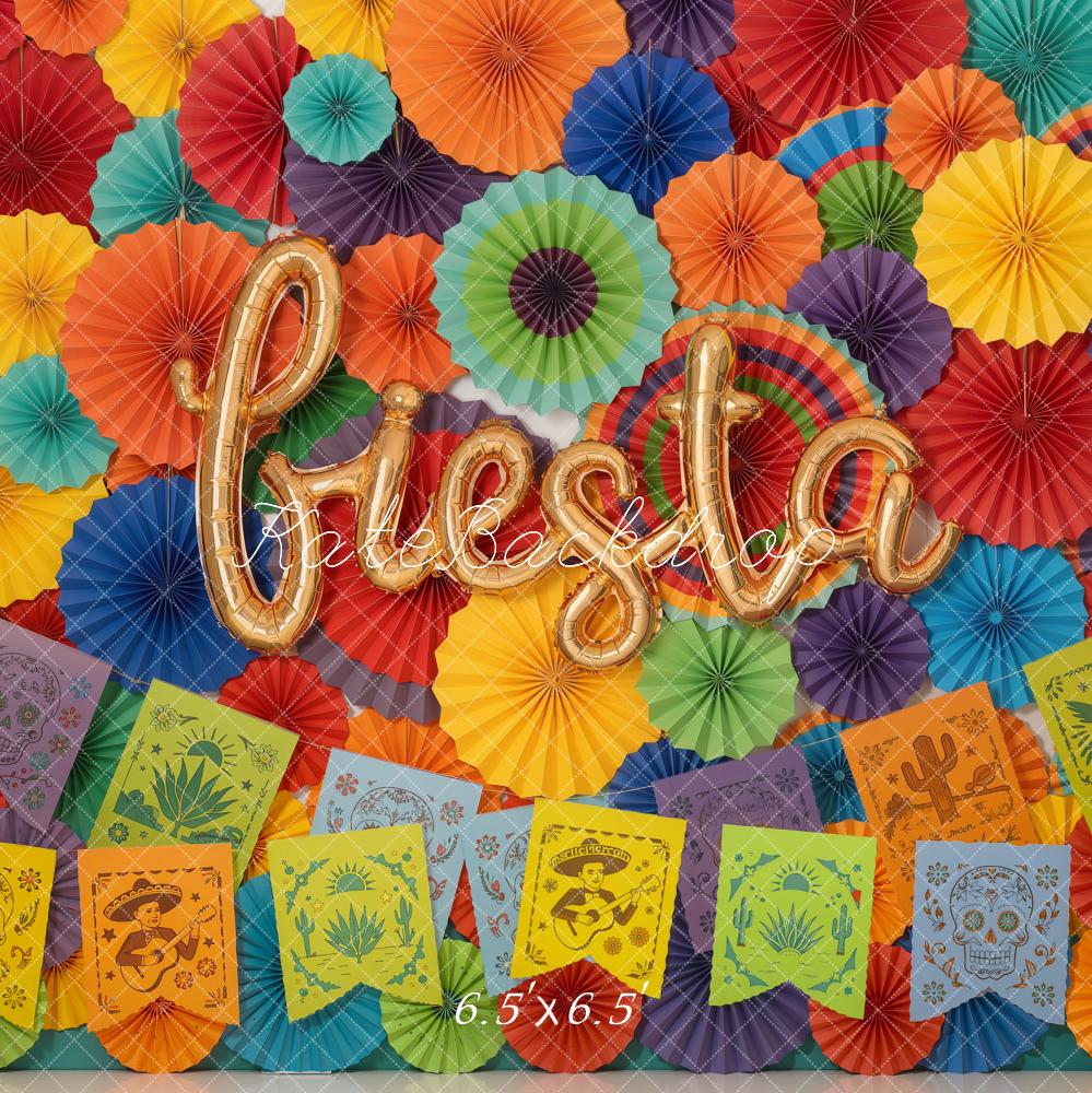 Kate Fiesta Colourful Paper Rosettes Papel Picado Backdrop Designed by Emetselch - Image 2