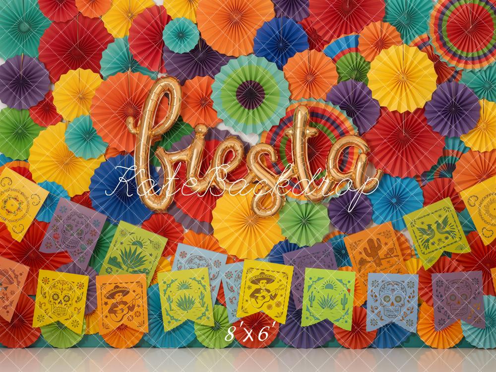Kate Fiesta Colourful Paper Rosettes Papel Picado Backdrop Designed by Emetselch - Image 3