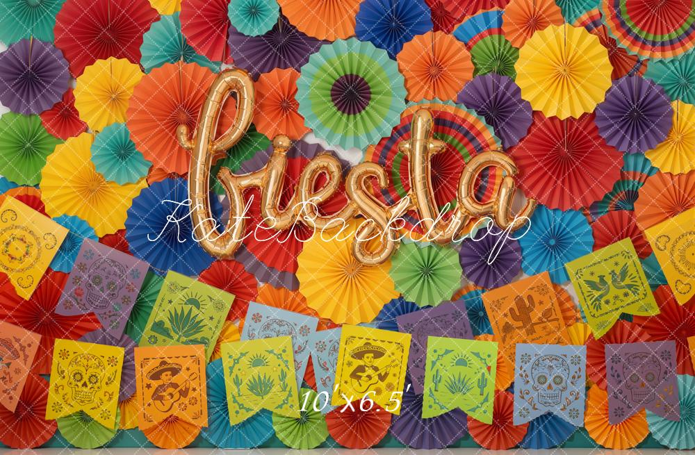 Kate Fiesta Colourful Paper Rosettes Papel Picado Backdrop Designed by Emetselch - Image 4