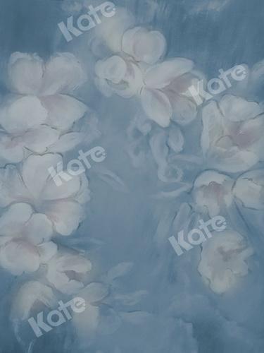 Kate Fine Art Blue Painting Flowers Backdrop for Photography - Image 2