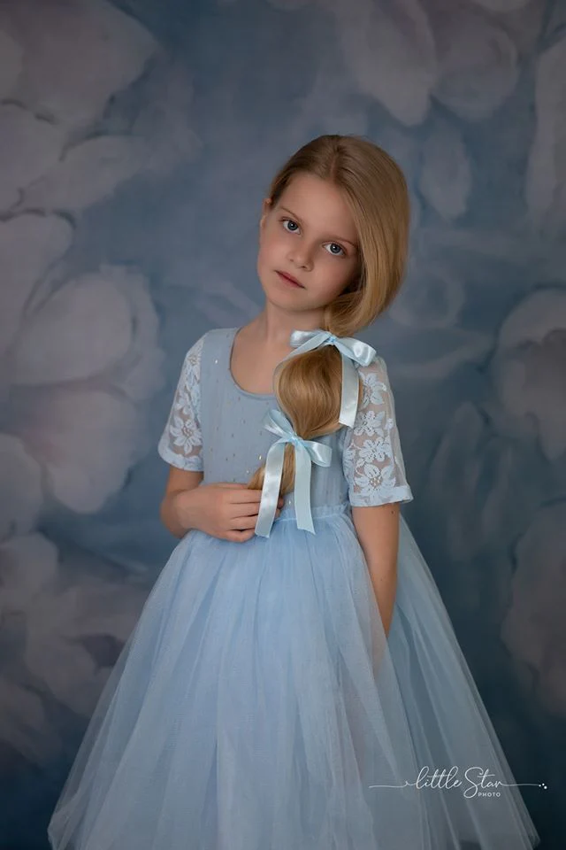 Kate Fine Art Blue Painting Flowers Backdrop for Photography - Image 4