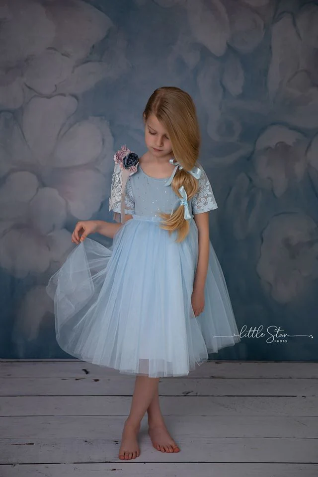 Kate Fine Art Blue Painting Flowers Backdrop for Photography - Image 5