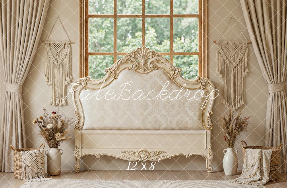 Kate Fine Art Cream Headboard Macrame Window Fleece Backdrop Designed by Emetselch - Image 4