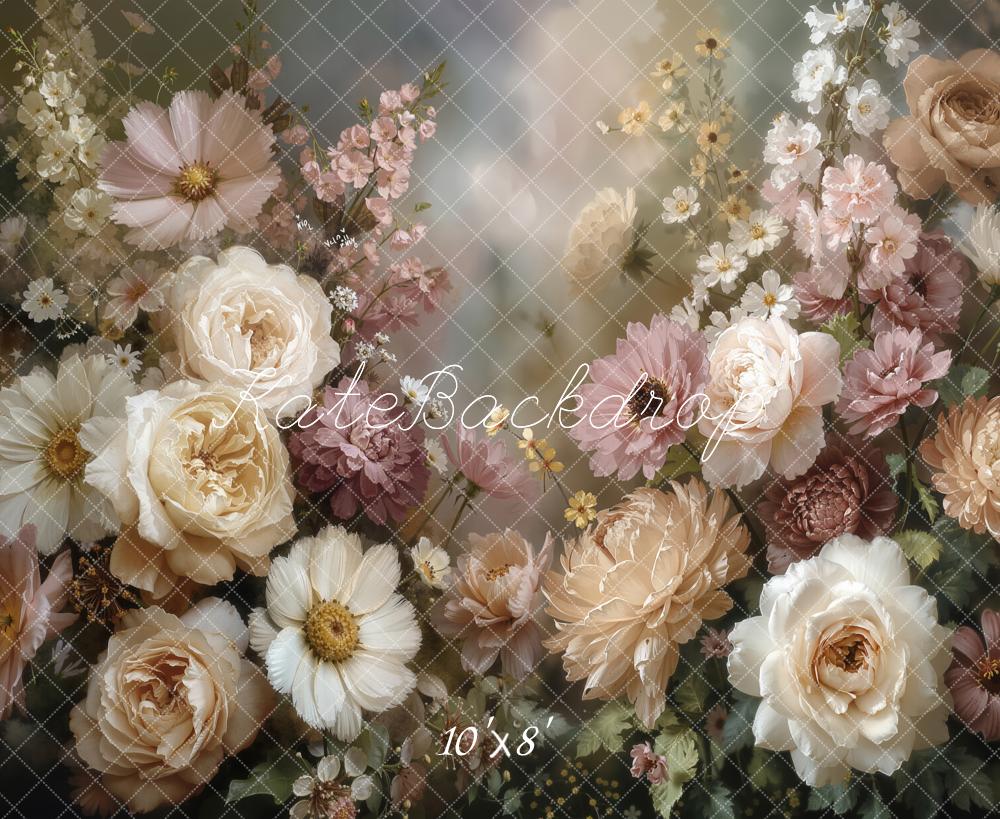 Kate Fine Art Cream Pink Flower Fleece Backdrop Designed by Emetselch - Image 3