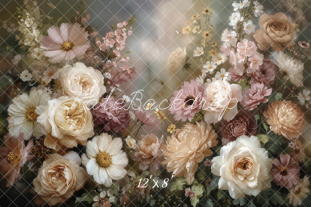 Kate Fine Art Cream Pink Flower Fleece Backdrop Designed by Emetselch - Image 4