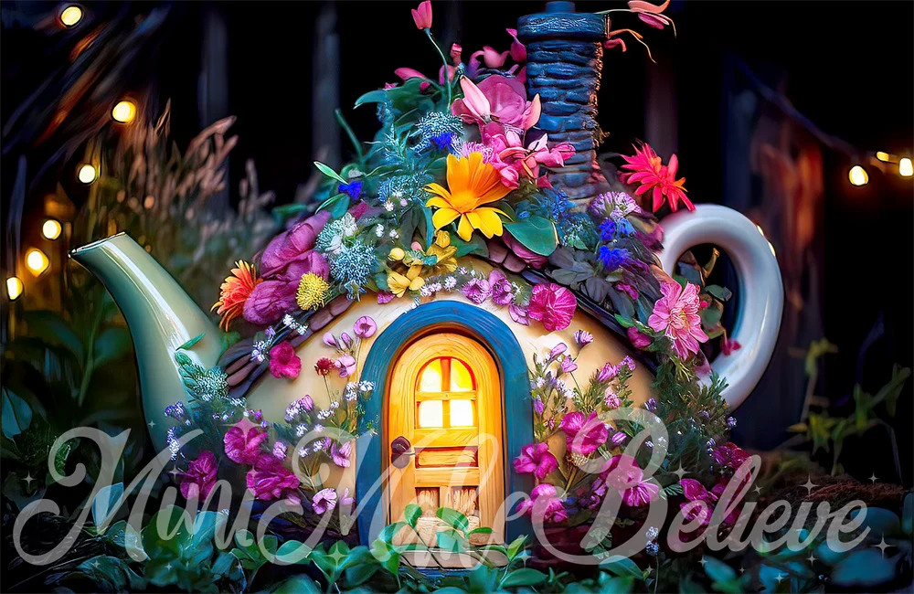 Kate Fine Art Enchanted Fairy Teapot Flowers Backdrop Designed by Mini MakeBelieve - Image 2