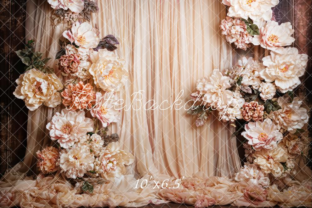 Kate Fine Art Flower Beige Curtain Backdrop Designed by Emetselch - Image 4