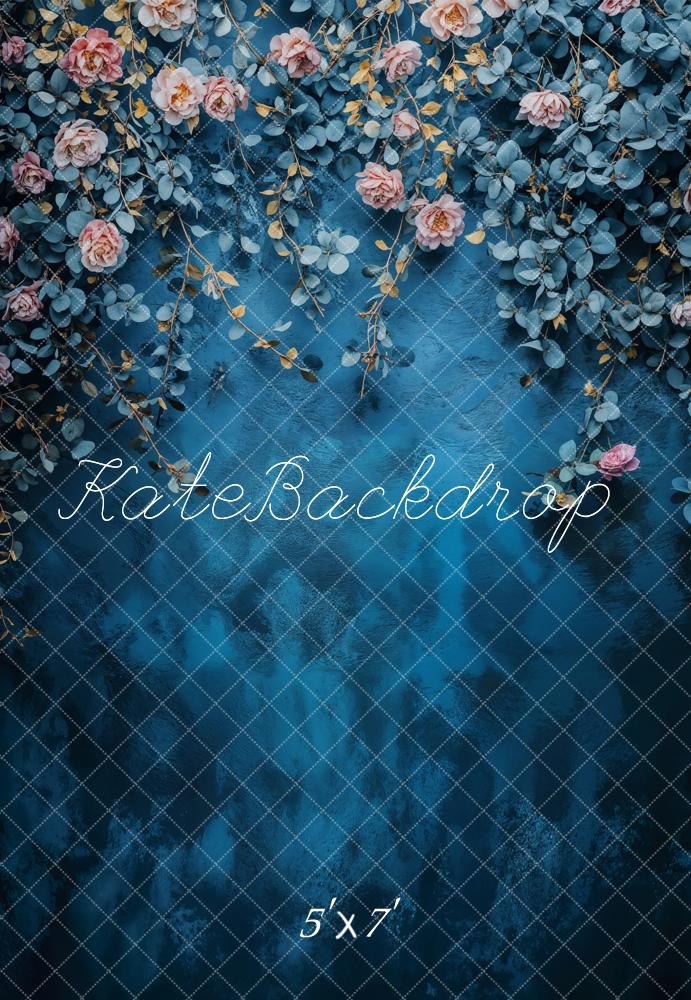 Kate Fine Art Flower Blue Vintage Backdrop Designed by Emetselch - Image 2