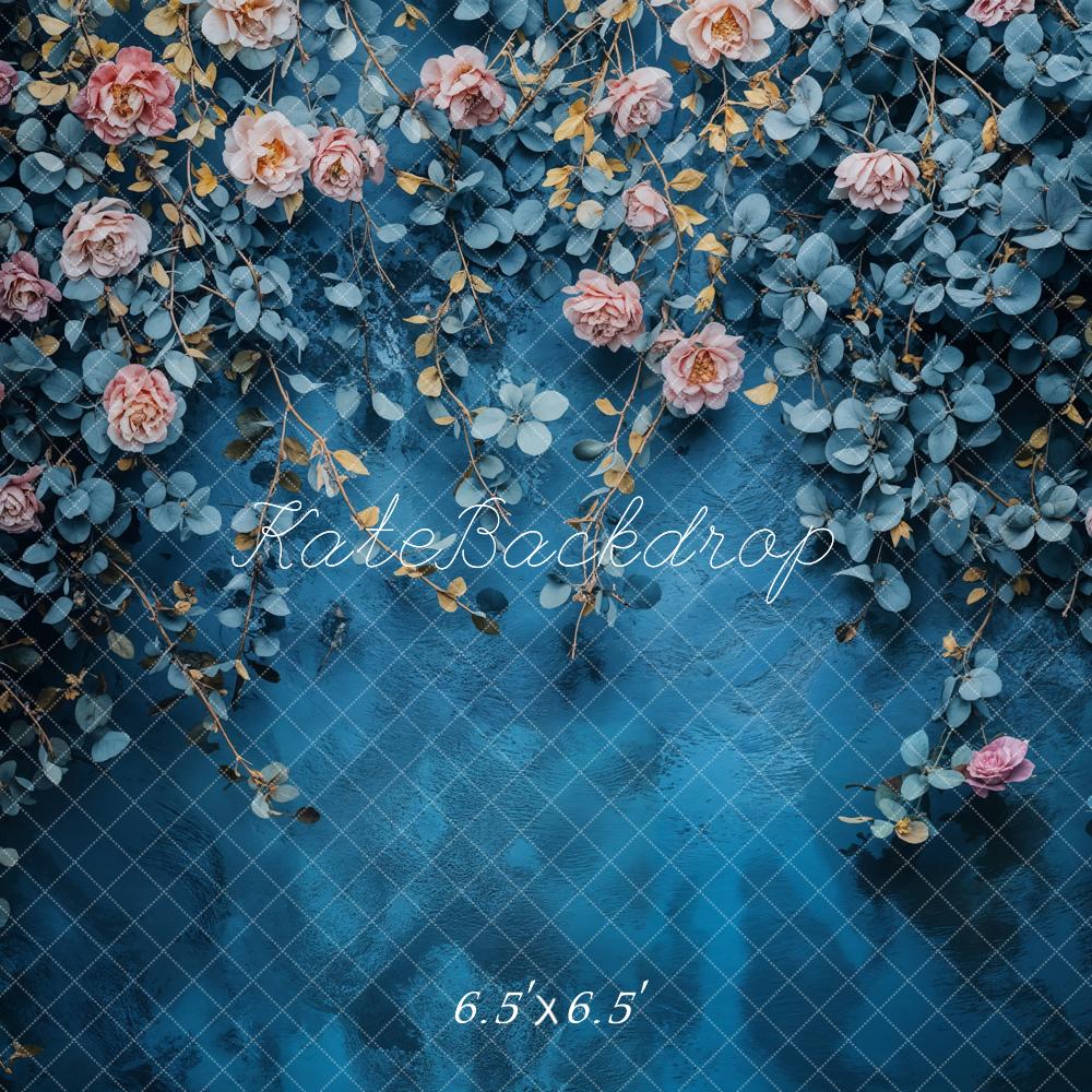 Kate Fine Art Flower Blue Vintage Backdrop Designed by Emetselch - Image 3