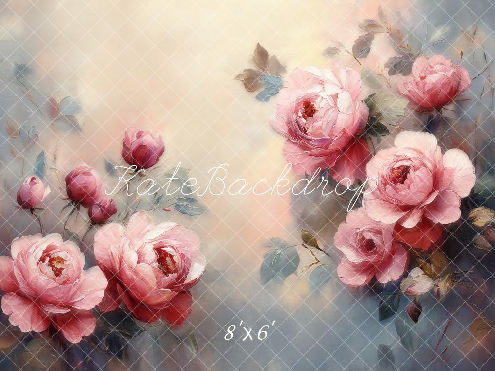Kate Fine Art Flower Pink Roses Watercolor Backdrop Designed by Emetselch - Image 3