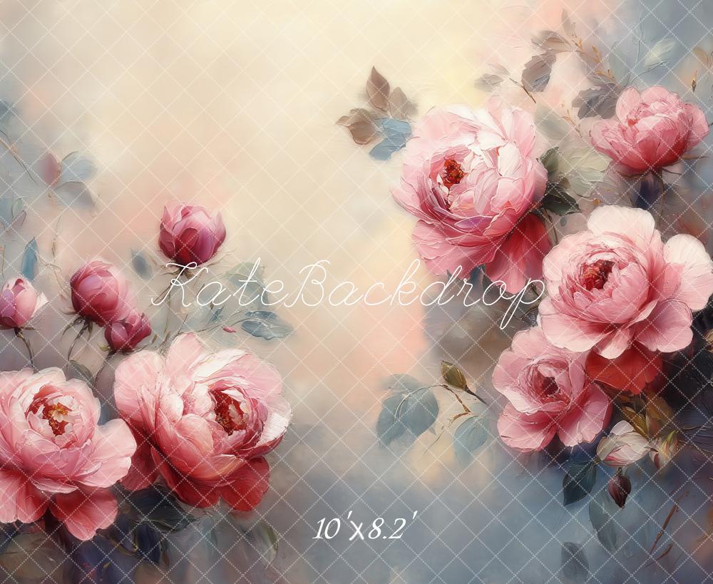 Kate Fine Art Flower Pink Roses Watercolor Backdrop Designed by Emetselch - Image 5