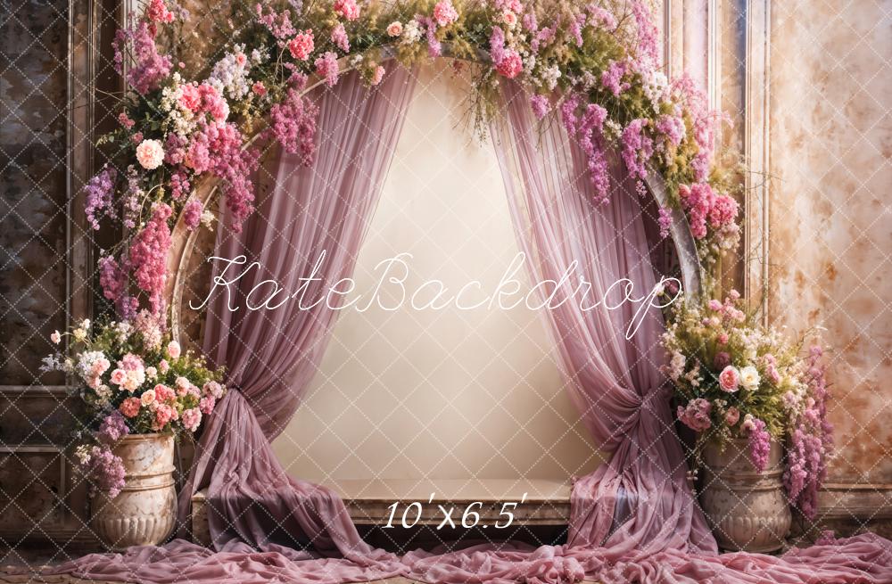 Kate Fine Art Flower Purple Curtain Arched Wall Backdrop Designed by Emetselch - Image 4