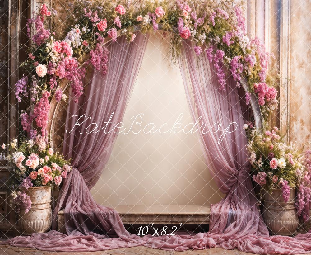 Kate Fine Art Flower Purple Curtain Arched Wall Backdrop Designed by Emetselch - Image 5