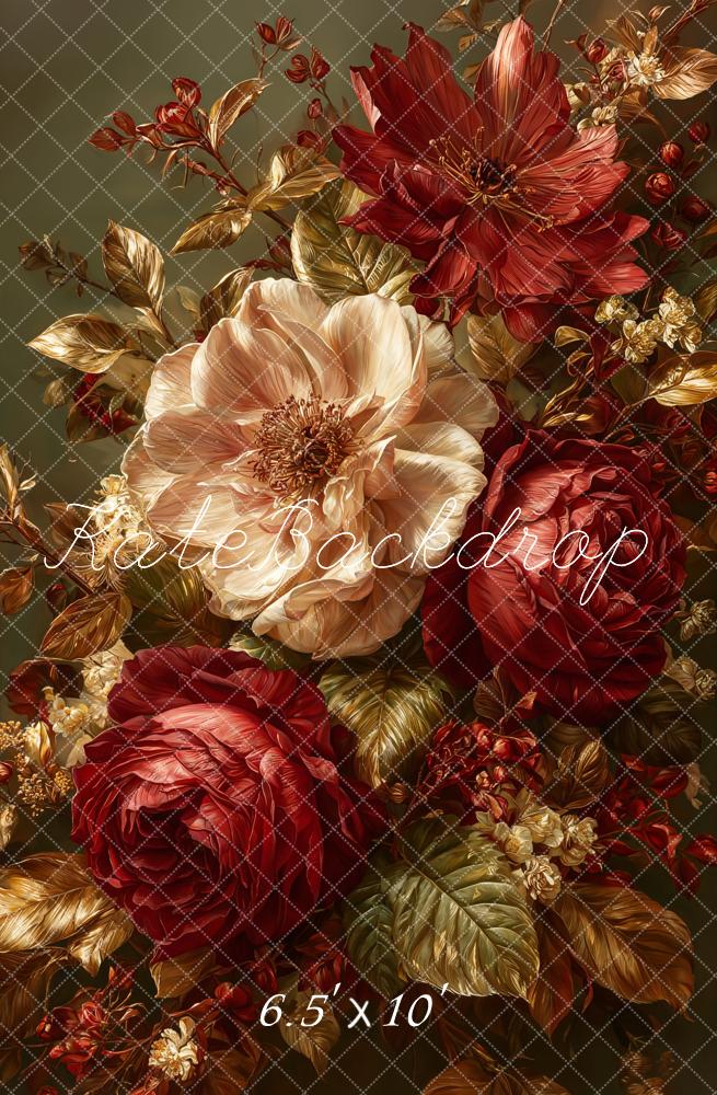 Kate Fine Art Red Cream Flowers Backdrop Designed by Emetselch - Image 3